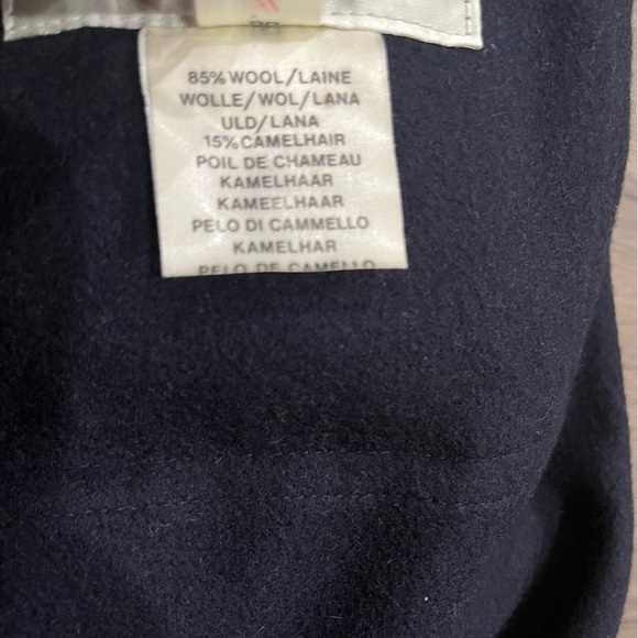 [M]VTG 90s Jaeger Black White Trim Wool Camel Long Trench Coat Belt Robe Style - Picture 6 of 6